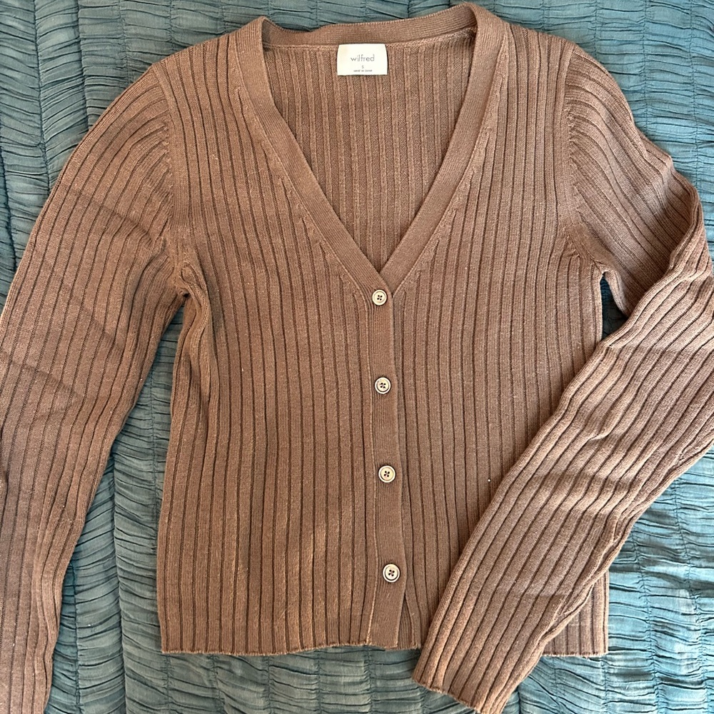 Aritzia Wilfred Brown Cardigan